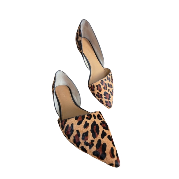 J. Crew Zoe Leather Leopard Print Calf Hair D'orsay Flats / Shoes  F5317 Size 7 - Picture 8 of 16